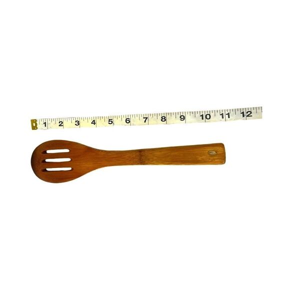 Frying Slotted Wooden Spoon Spatula Round Turner Wok Kitchen Utensil Cooking - Picture 2 of 3